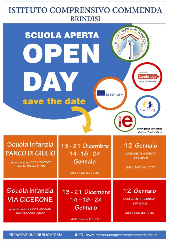 Locandina open day scuola dell'infanzia